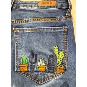 Hella Hectik Embroidered Cactus Jeans Womens 29 Straight Leg Denim